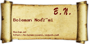 Boleman Noémi névjegykártya